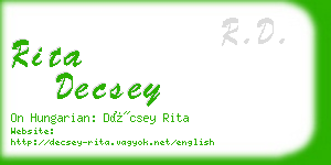 rita decsey business card